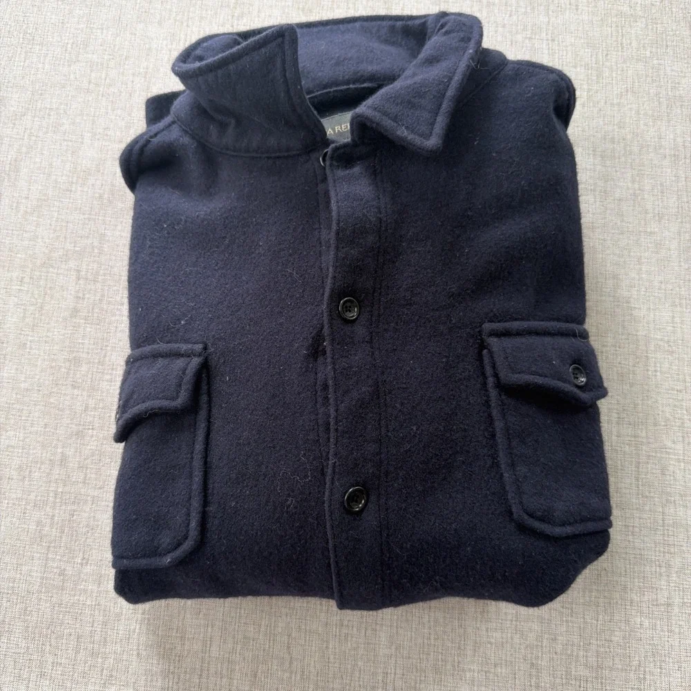 Vintage Wool Shacket Men's XL Banana Republic Navy Classic Y2K Utility Workwear